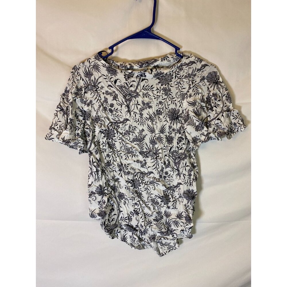 H&M Women’s 4 Small S SHORT SLEEVE BLOUSE TOP SHIRT cottagecore Floral Boho